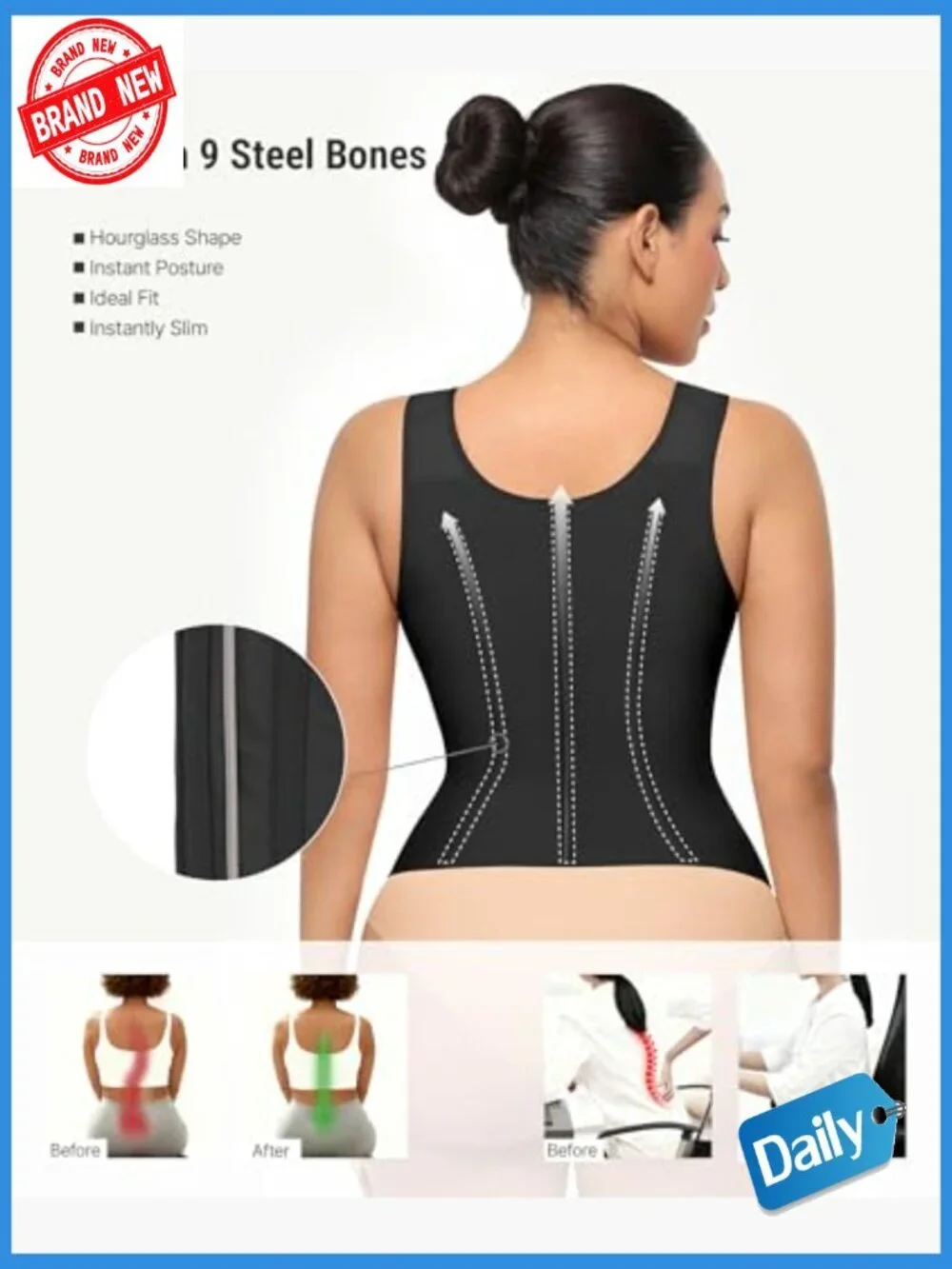 Waist Trainer Vest for Women Tummy Control Corset Body Shaper Back Support